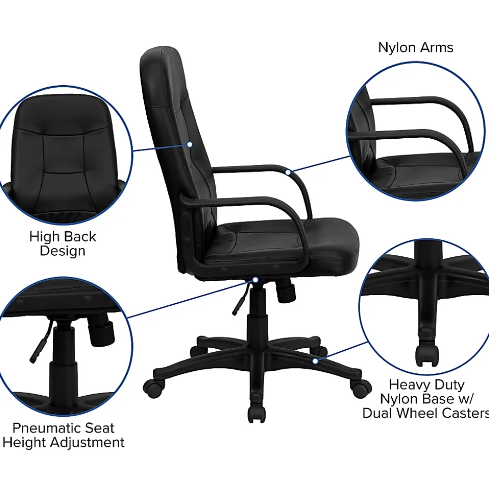 Flash Furniture Glove Vinyl High-Back Swivel Chair, Black