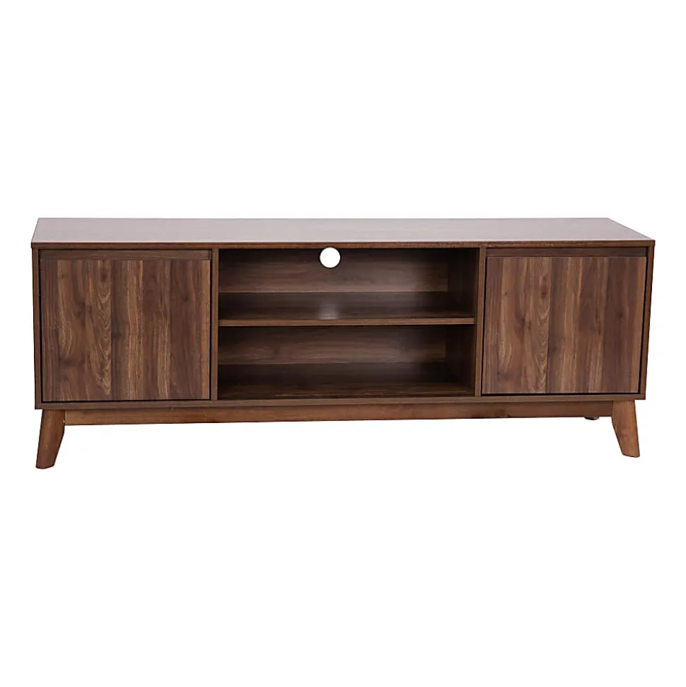 Flash Furniture Hatfield Wood TV Stand For 64" TVs, 21-3/4"H x 64"W x 17-3/4", Dark Walnut