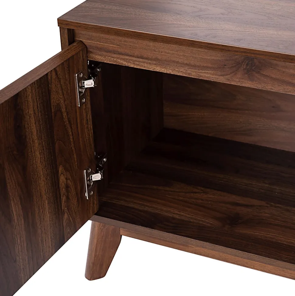 Flash Furniture Hatfield Wood TV Stand For 64" TVs, 21-3/4"H x 64"W x 17-3/4", Dark Walnut