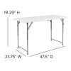 Flash Furniture Height-Adjustable Bi-Fold Plastic Folding Table With Carrying Handle, 29"H x 23-3/4"W x 47-1/2"D, Granite White