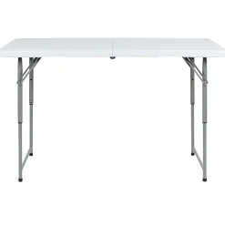 Flash Furniture Height-Adjustable Bi-Fold Plastic Folding Table With Carrying Handle, 29