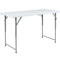 Flash Furniture Height-Adjustable Bi-Fold Plastic Folding Table With Carrying Handle, 29