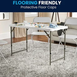 Flash Furniture Height-Adjustable Bi-Fold Plastic Folding Table, 29-1/4