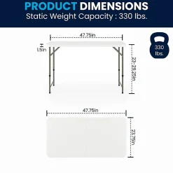 Flash Furniture Height-Adjustable Bi-Fold Plastic Folding Table, 29-1/4
