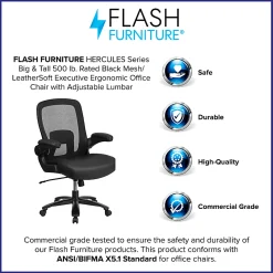 Flash Furniture Hercules Big And Tall High-Back Ergonomic Office Chair, Black