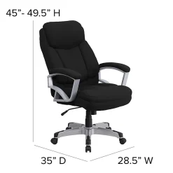 Flash Furniture HERCULES Big & Tall Ergonomic Fabric High-Back Swivel Office Chair, Black/Silver