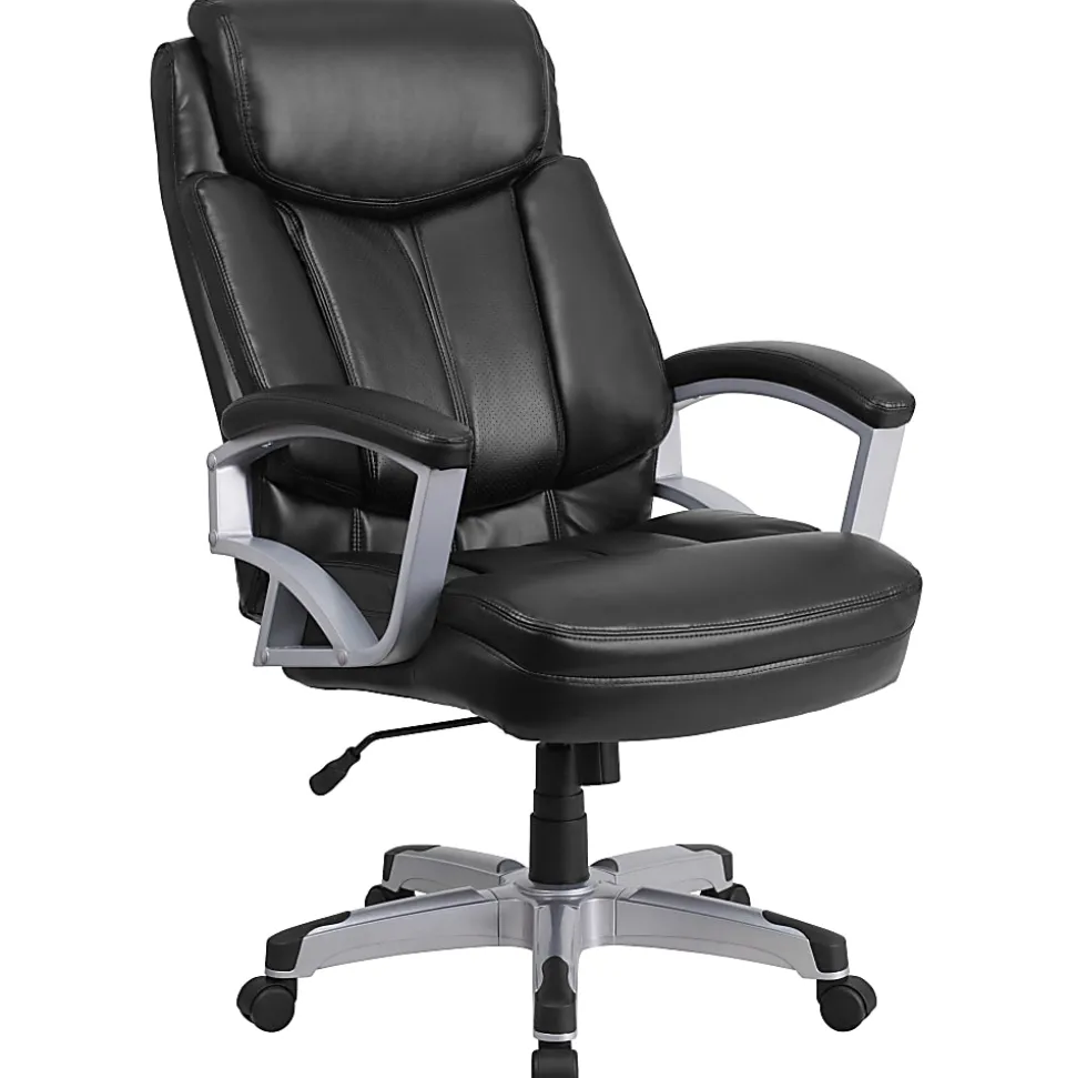 Flash Furniture Hercules Big & Tall Ergonomic LeatherSoft™ Faux Leather High-Back Swivel Office Chair, Black