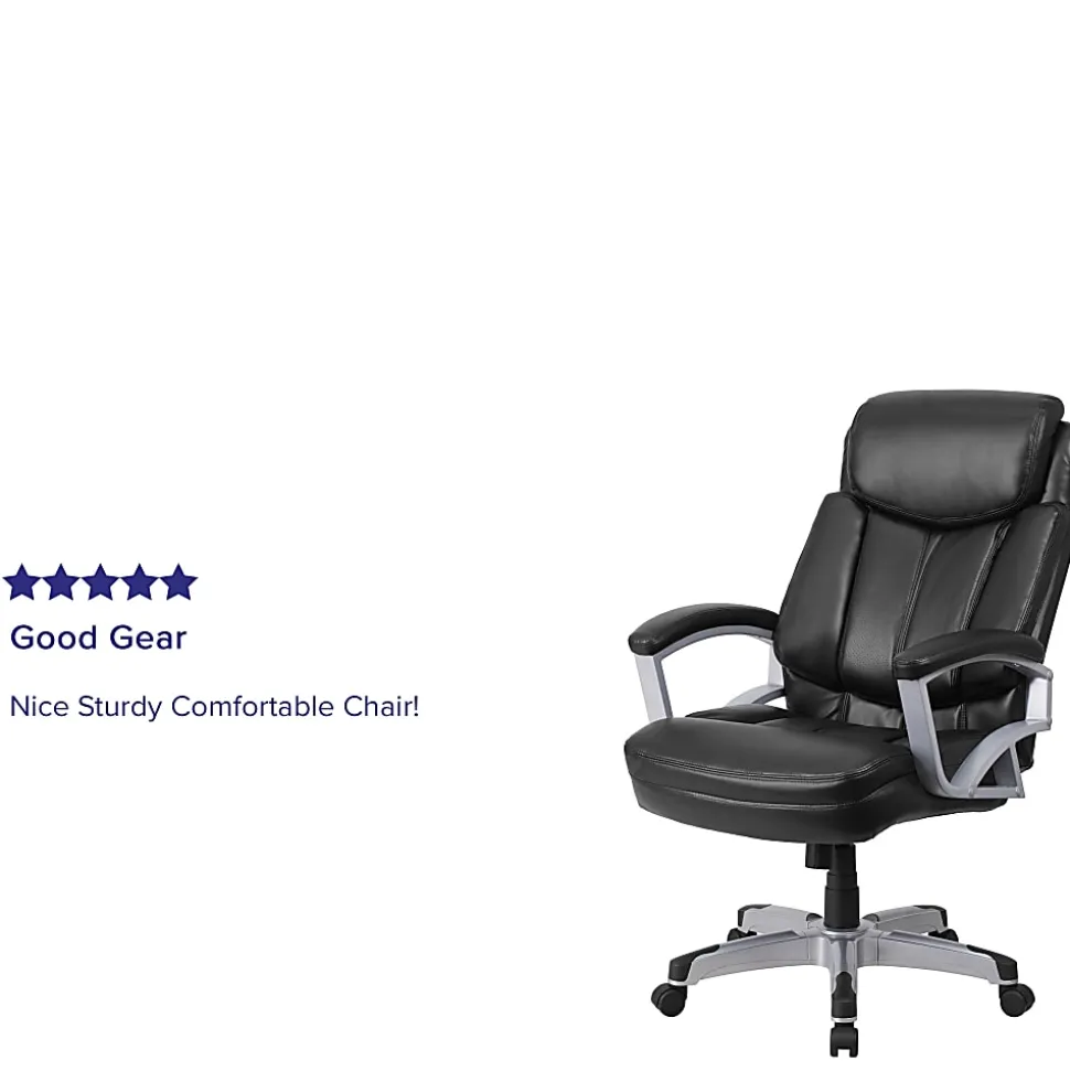Flash Furniture Hercules Big & Tall Ergonomic LeatherSoft™ Faux Leather High-Back Swivel Office Chair, Black