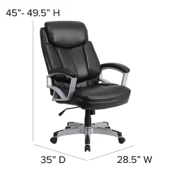 Flash Furniture Hercules Big & Tall Ergonomic LeatherSoft™ Faux Leather High-Back Swivel Office Chair, Black