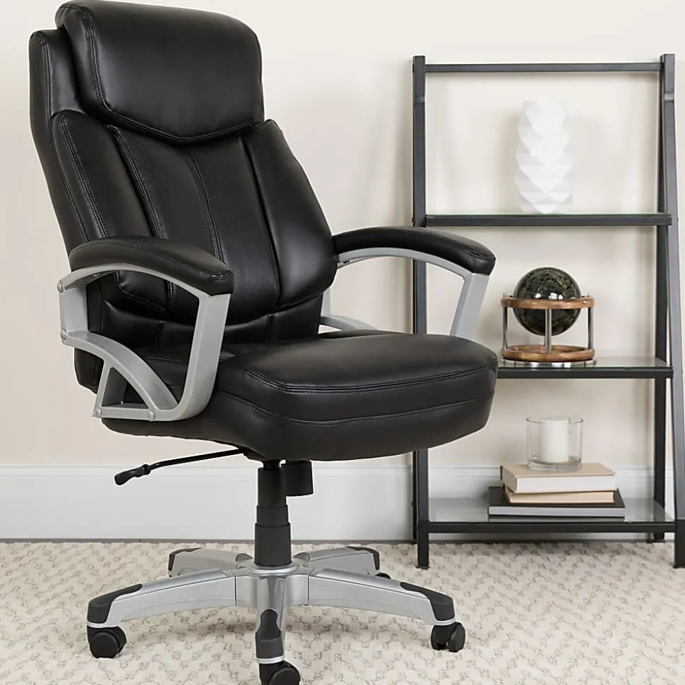 Flash Furniture Hercules Big & Tall Ergonomic LeatherSoft™ Faux Leather High-Back Swivel Office Chair, Black