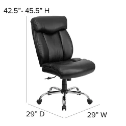 Flash Furniture Hercules Big & Tall High-Back Ergonomic LeatherSoftâ„¢ Faux Leather Office Chair With Full Headrest And Chrome Base, Black