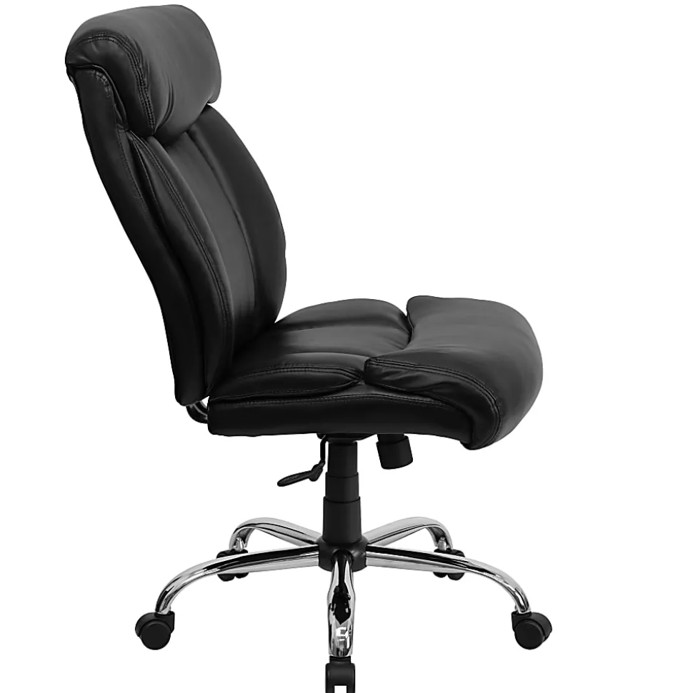 Flash Furniture Hercules Big & Tall High-Back Ergonomic LeatherSoft™ Faux Leather Office Chair With Full Headrest And Chrome Base, Black