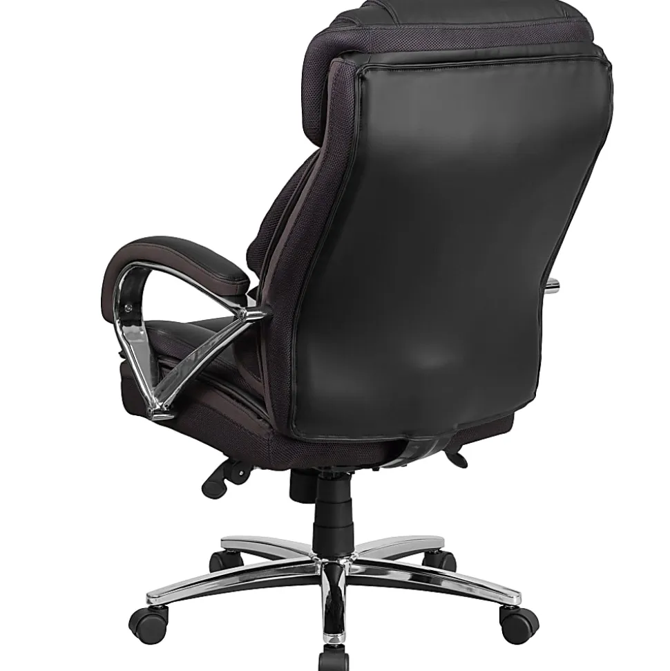 Flash Furniture Hercules Big & Tall Ergonomic LeatherSoft™ Faux Leather Office Chair With Chrome Base And Arms, Black/Gray