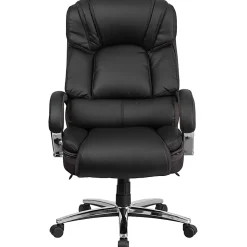Flash Furniture Hercules Big & Tall Ergonomic LeatherSoft™ Faux Leather Office Chair With Chrome Base And Arms, Black/Gray