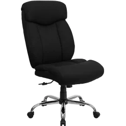 Flash Furniture Hercules Big And Tall High-Back Ergonomic Office Chair With Full Headrest And Chrome Base, Black Fabric