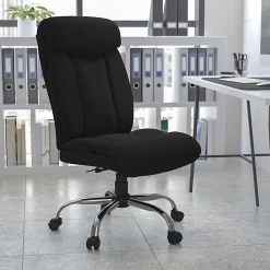 Flash Furniture Hercules Big And Tall High-Back Ergonomic Office Chair With Full Headrest And Chrome Base, Black Fabric