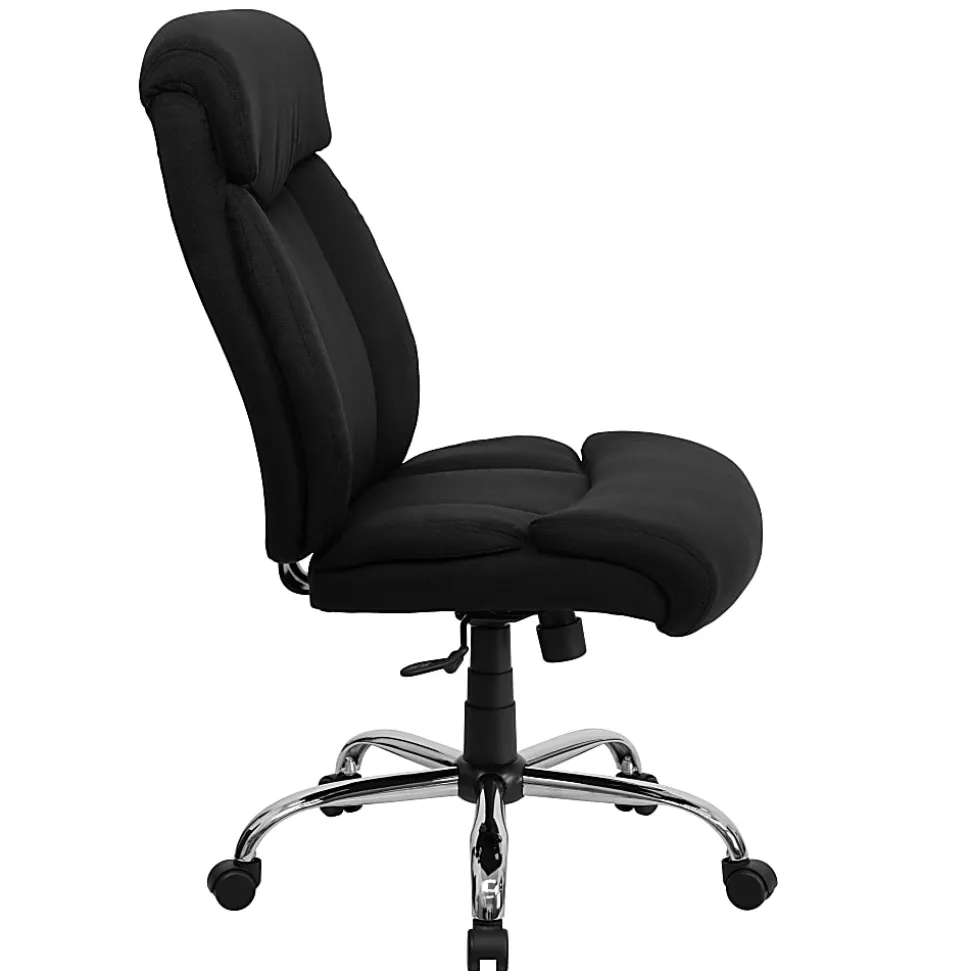 Flash Furniture Hercules Big And Tall High-Back Ergonomic Office Chair With Full Headrest And Chrome Base, Black Fabric