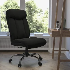 Flash Furniture Hercules Big And Tall High-Back Ergonomic Office Chair With Full Headrest And Chrome Base, Black Fabric