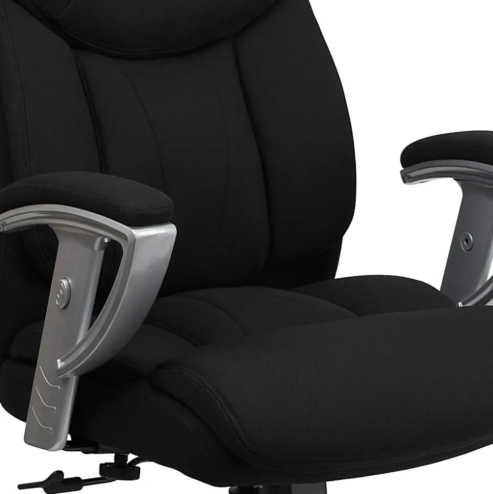 Flash Furniture Hercules Big And Tall Fabric Swivel Office Chair With Adjustable Arms, Black
