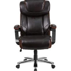 Flash Furniture Hercules Big & Tall Ergonomic LeatherSoft™ Faux Leather Office Chair With Height-Adjustable Headrest, Brown/Gray