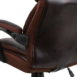 Flash Furniture Hercules Big & Tall Ergonomic LeatherSoft™ Faux Leather Office Chair With Height-Adjustable Headrest, Brown/Gray
