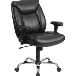Flash Furniture Hercules Big & Tall Ergonomic LeatherSoft™ Faux Leather Mid-Back Swivel Task Chair With Adjustable Arms, Black