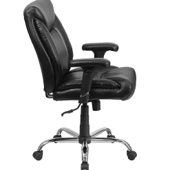 Flash Furniture Hercules Big & Tall Ergonomic LeatherSoft™ Faux Leather Mid-Back Swivel Task Chair With Adjustable Arms, Black