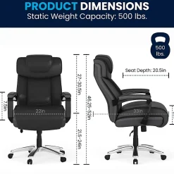 Flash Furniture Hercules Big & Tall Ergonomic LeatherSoft™ Faux Leather Office Chair With Height-Adjustable Headrest, Black/Gray