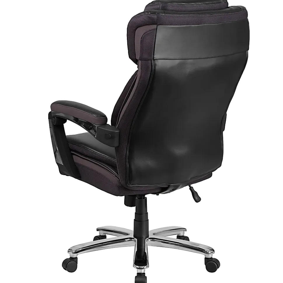 Flash Furniture Hercules Big & Tall Ergonomic LeatherSoft™ Faux Leather Office Chair With Height-Adjustable Headrest, Black/Gray