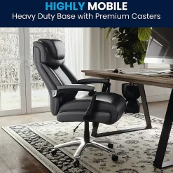 Flash Furniture Hercules Big & Tall Ergonomic LeatherSoft™ Faux Leather Office Chair With Height-Adjustable Headrest, Black/Gray