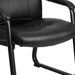 Flash Furniture Hercules Big & Tall LeatherSoft™ Faux Leather Low-Back Side Chair With Sled Base, Black