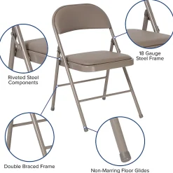 Flash Furniture Hercules Double-Braced Vinyl Folding Chairs, Set Of 4 Folding Chairs, Gray