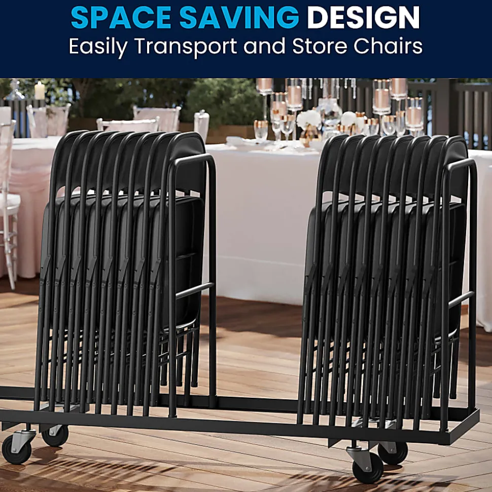 Flash Furniture Hercules Double-Braced Metal Folding Chairs, Set Of 4 Folding Chairs, Black