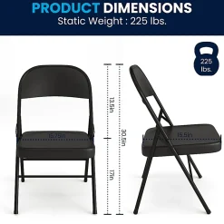 Flash Furniture Hercules Double-Braced Metal Folding Chairs, Set Of 4 Folding Chairs, Black