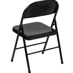 Flash Furniture Hercules Double-Braced Metal Folding Chairs, Set Of 4 Folding Chairs, Black