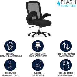 Flash Furniture Hercules Fabric High-Back Big And Tall Ergonomic Office Chair, Black