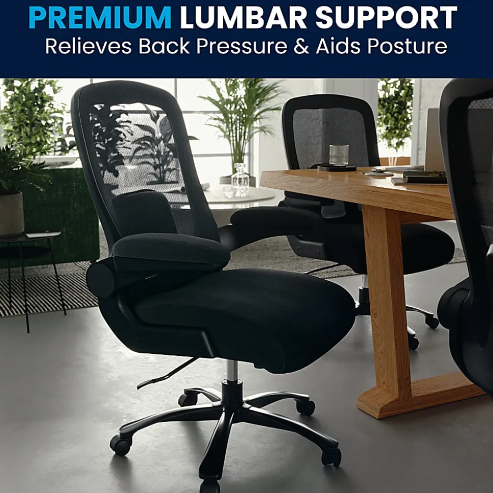 Flash Furniture Hercules Fabric High-Back Big And Tall Ergonomic Office Chair, Black