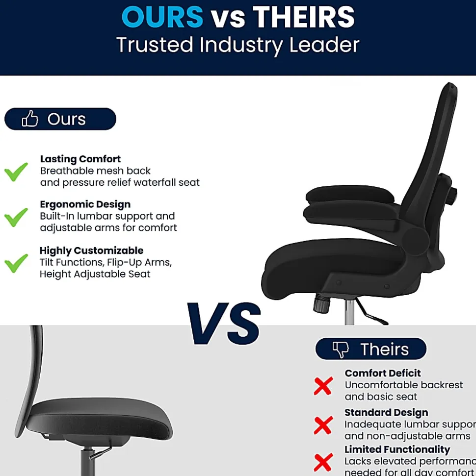 Flash Furniture Hercules Fabric High-Back Big And Tall Ergonomic Office Chair, Black