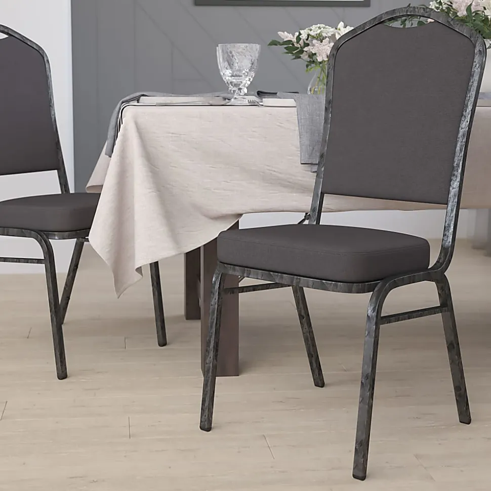 Flash Furniture HERCULES Fabric Crown-Back Stacking Banquet Chair, Gray/Silver