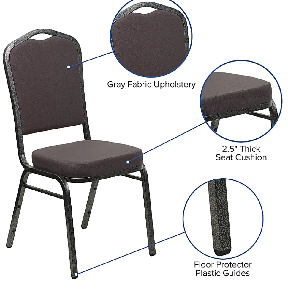 Flash Furniture HERCULES Fabric Crown-Back Stacking Banquet Chair, Gray/Silver