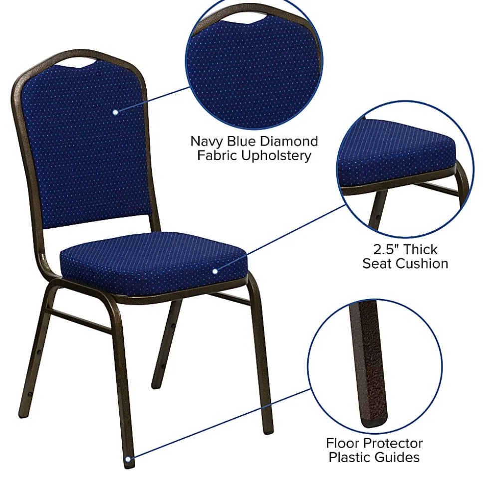 Flash Furniture HERCULES Fabric Crown-Back Stacking Banquet Chair, Navy Pattern/Gold