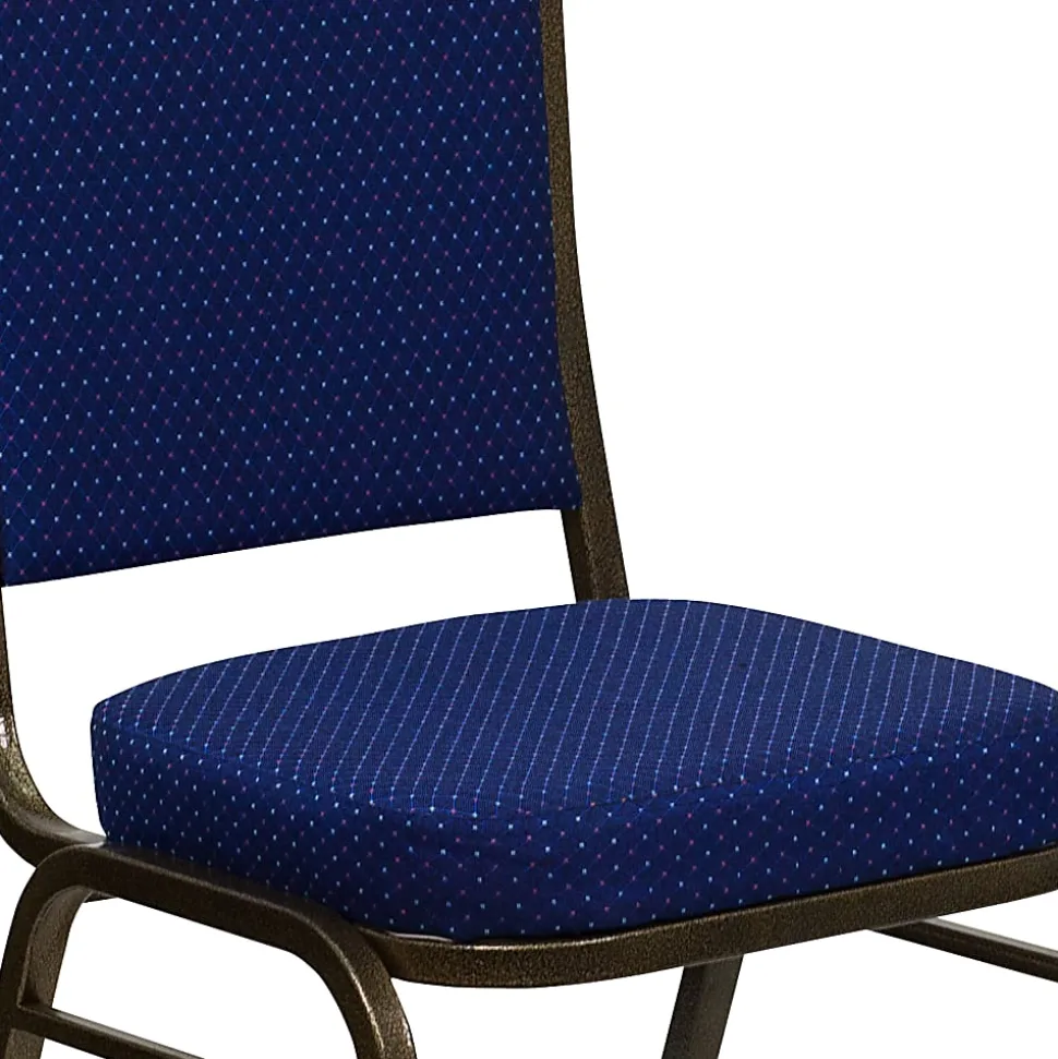 Flash Furniture HERCULES Fabric Crown-Back Stacking Banquet Chair, Navy Pattern/Gold