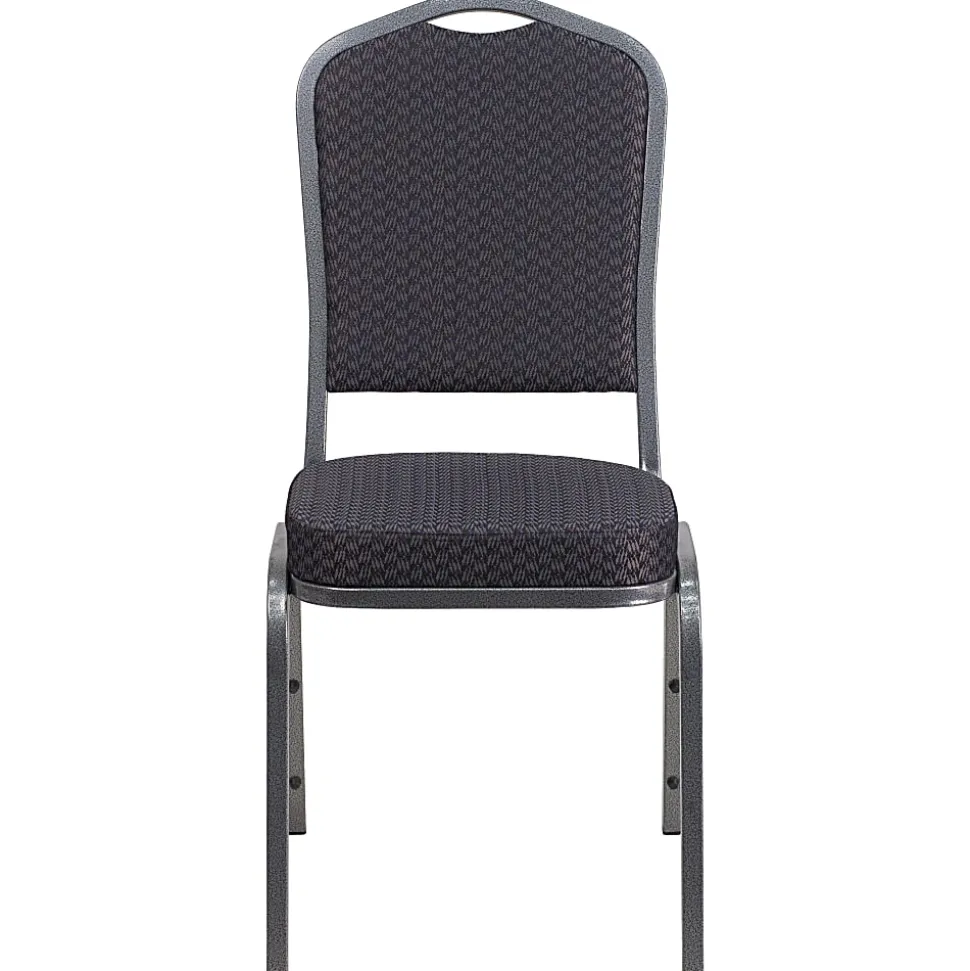 Flash Furniture HERCULES Fabric Crown-Back Stacking Banquet Chair, Black/Silver