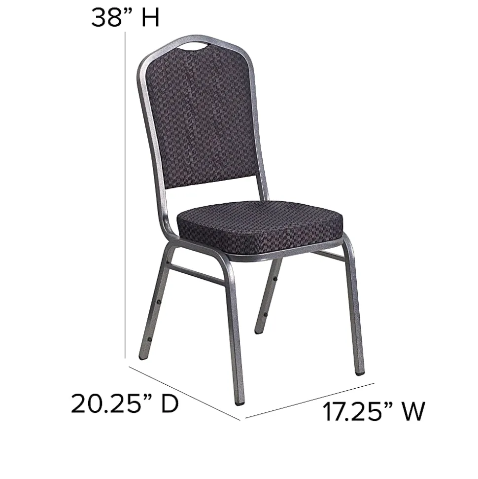 Flash Furniture HERCULES Fabric Crown-Back Stacking Banquet Chair, Black/Silver