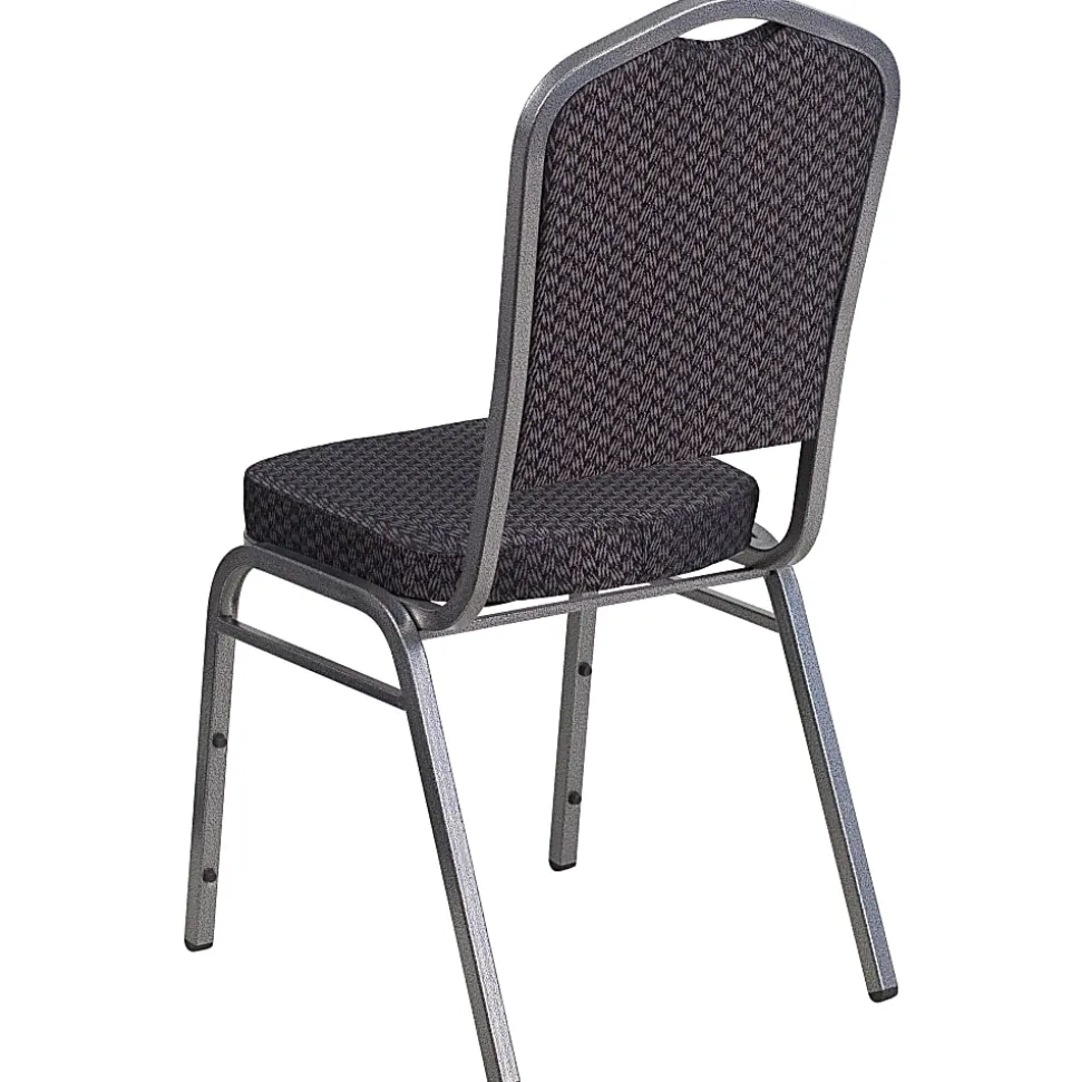 Flash Furniture HERCULES Fabric Crown-Back Stacking Banquet Chair, Black/Silver