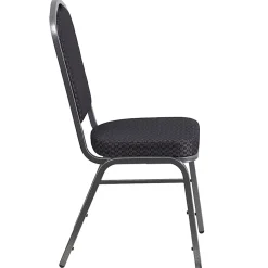 Flash Furniture HERCULES Fabric Crown-Back Stacking Banquet Chair, Black/Silver