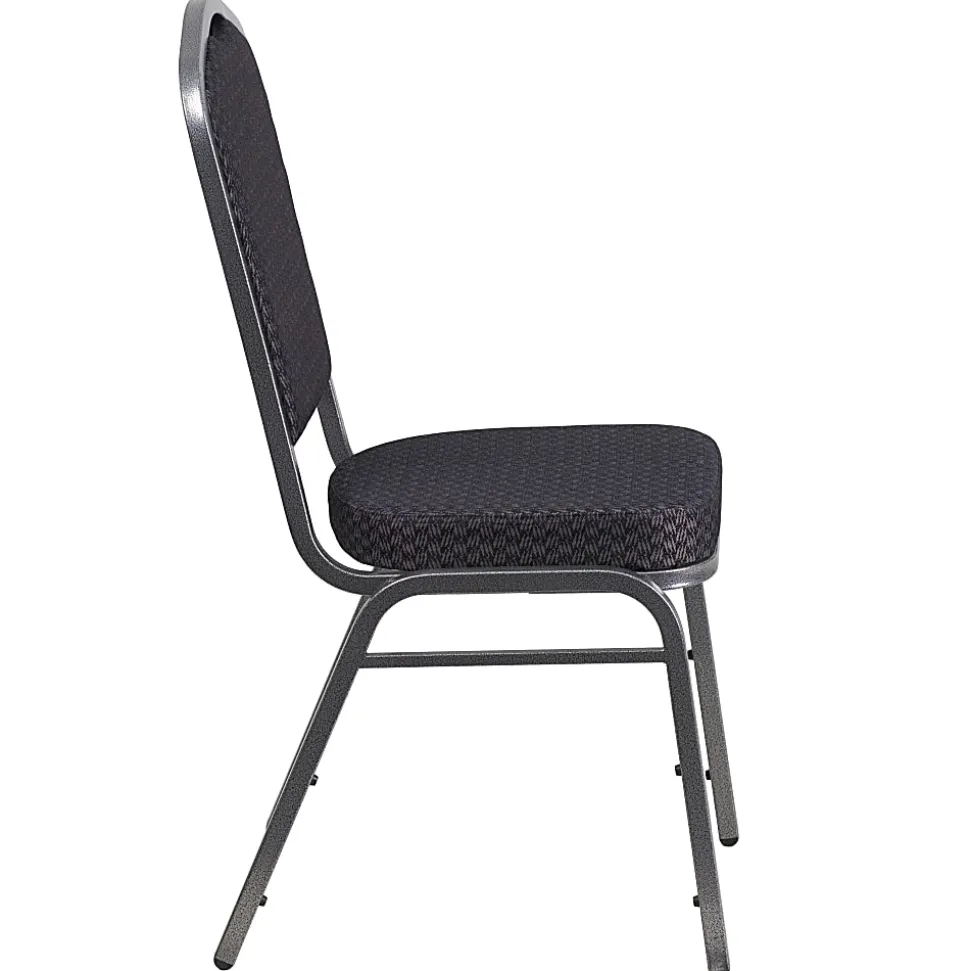 Flash Furniture HERCULES Fabric Crown-Back Stacking Banquet Chair, Black/Silver