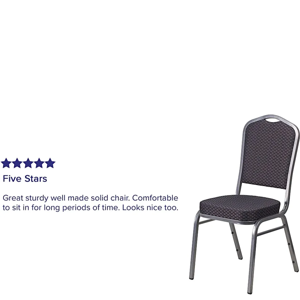 Flash Furniture HERCULES Fabric Crown-Back Stacking Banquet Chair, Black/Silver