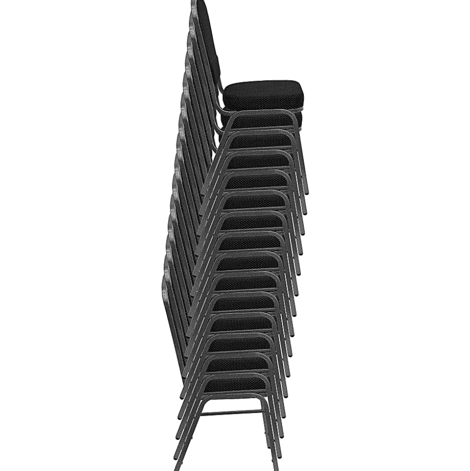 Flash Furniture HERCULES Fabric Crown-Back Stacking Banquet Chair, Black/Silver
