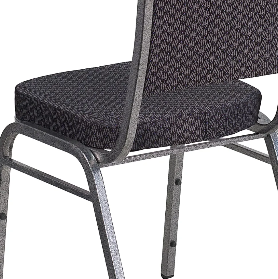 Flash Furniture HERCULES Fabric Crown-Back Stacking Banquet Chair, Black/Silver
